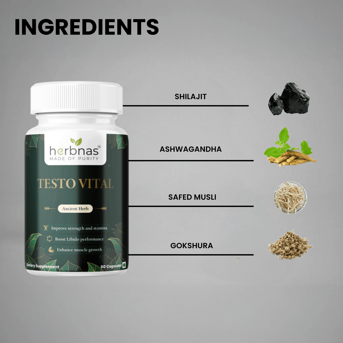 Testo Vital (60 Capsules) - Herbnas