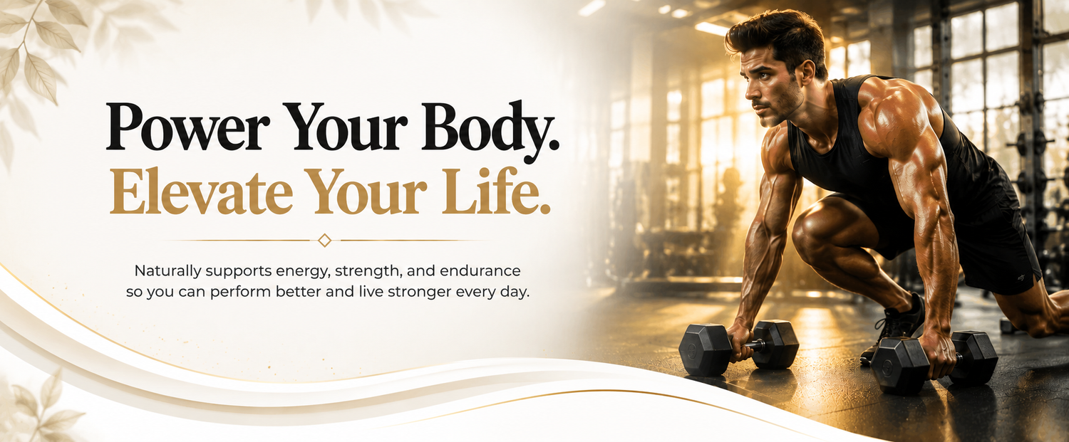 A fitness advertisement with the text 'Power Your Body. Elevate Your Life.