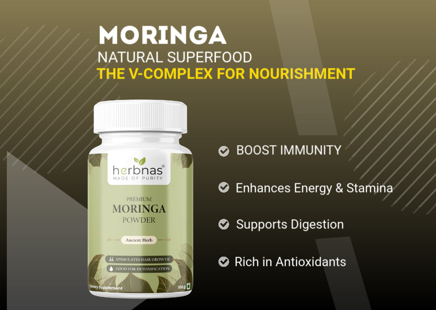 Herbnas Moringa Powder Benefits – Supports Digestion, Joint Health, Weight Loss & Hair Growth