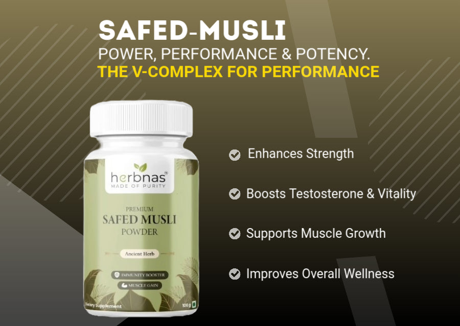 Safed Musli Benefits – Supports Testosterone Levels, Improves Stamina & Reduces Fatigue – Herbnas