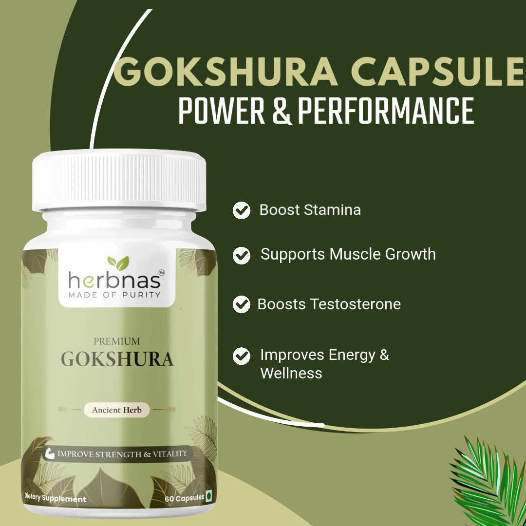Gokshura Capsules Benefits – Improves Stamina, Enhances Performance & Supports Kidney Health – Herbnas
