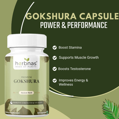 Gokshura Capsules Benefits – Improves Stamina, Enhances Performance & Supports Kidney Health – Herbnas